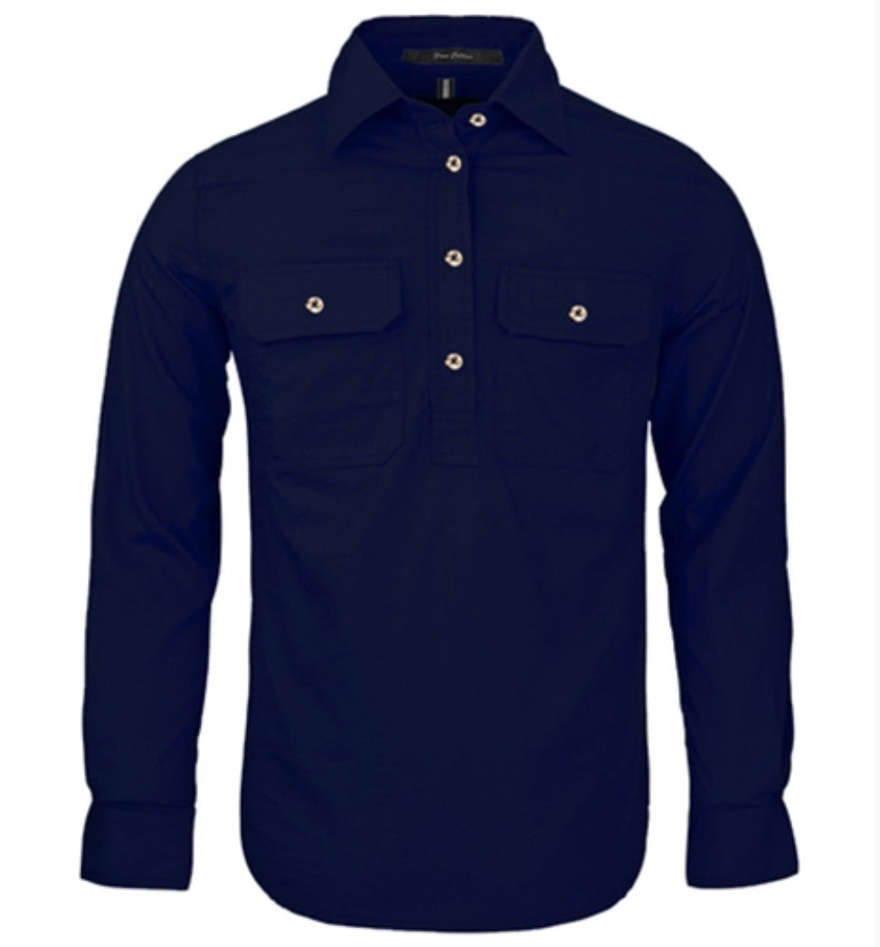 Ritemate Ladies L/S Closed Front Shirt RM300CF