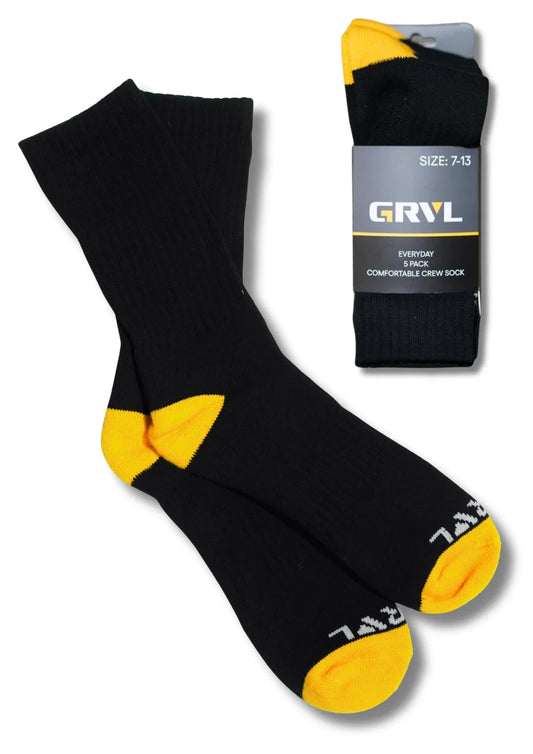 GRVL Everyday Crew Socks 5 Pack