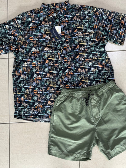 Palm Print S/S Button Up