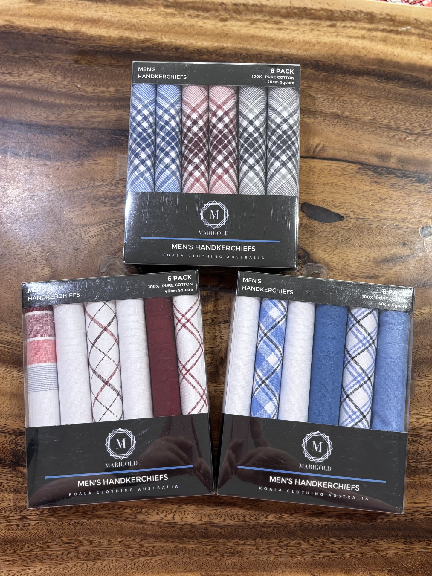 6 Pack Cotton Hankies